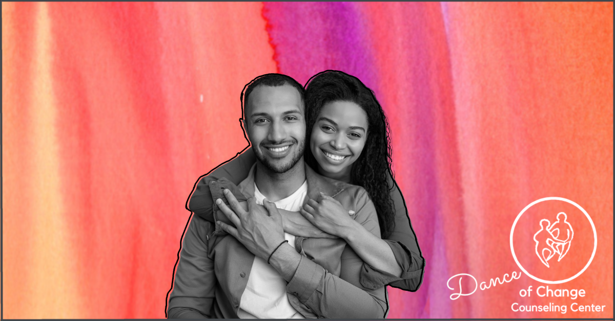 Couple hugging while working through relationship challenges in couples therapy