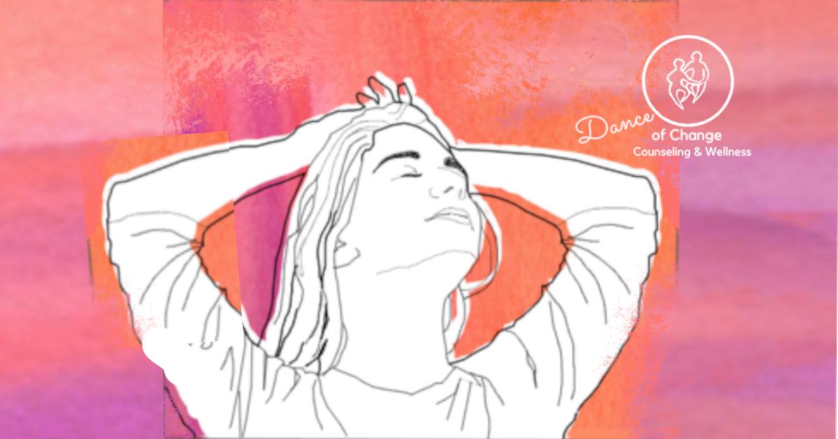 Woman Breathing deeply after trauma recovery