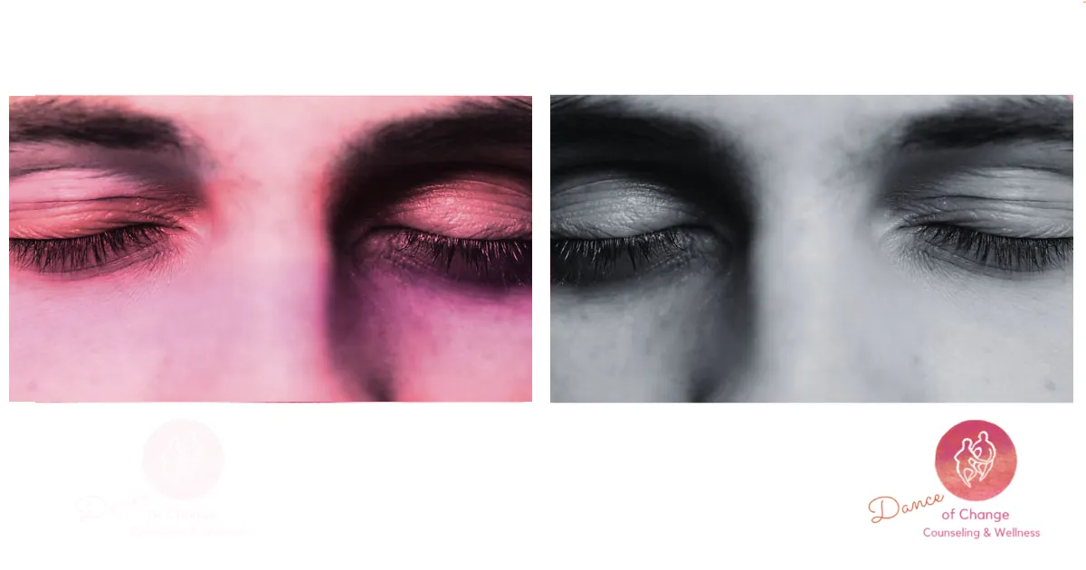 Eyes closed during the integration phase of EMDR therapy